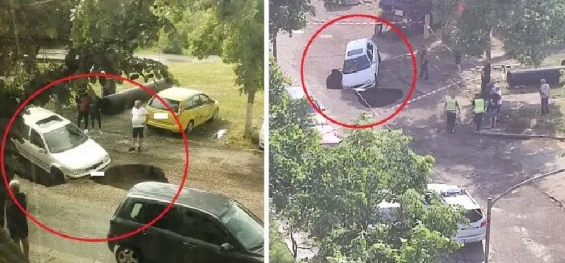 Кола пропадна в огромна дупка на ремонтиращ се път в Бургас
