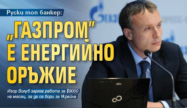 Руски топ банкер: &bdquo;Газпром&rdquo; е енергийно оръжие