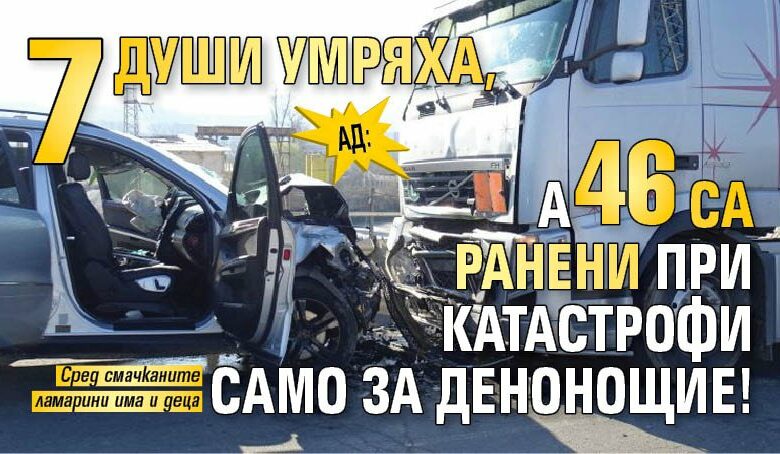 АД: 7 души умряха, а 46 са ранени при катастрофи само за денонощие!