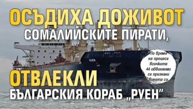 Осъдиха доживот сомалийските пирати, отвлекли българския кораб "Руен"