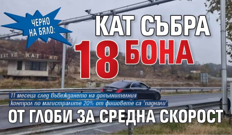 ЧЕРНО НА БЯЛО: КАТ събра 18 бона от глоби за средна скорост