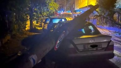 Електрически стълб падна върху автомобил в София